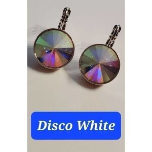 NWT! Swarovski Element‎ Earrings Disco White  Dancing Sparkling Party Psycho Fun